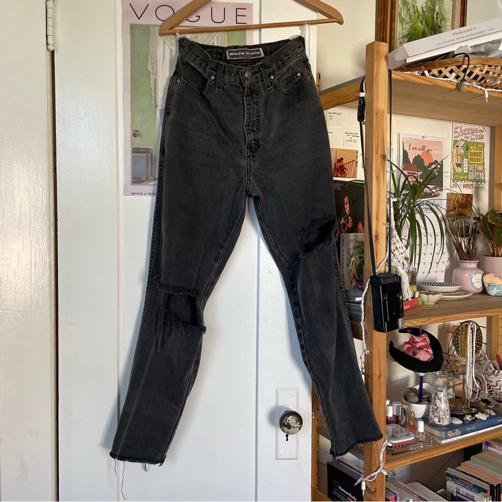 Vintage Harley Davidson Bike Blues Black High-rise Jeans